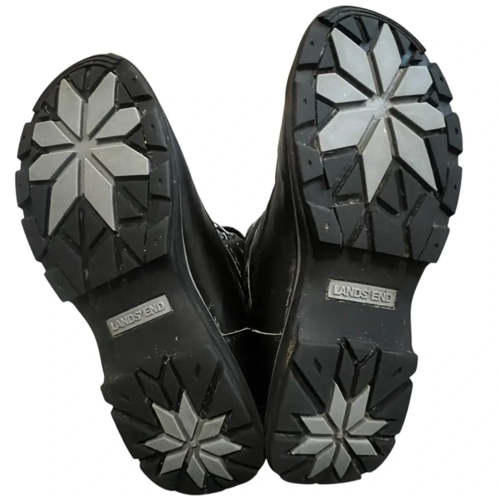 Lands' End Black Reflective Star Winter Boots Like New! 6Y